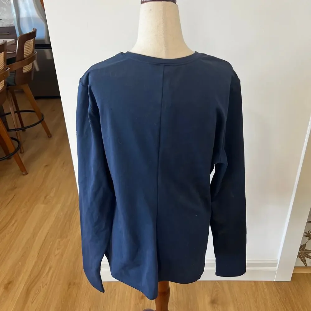 ALO YOGA Women's Airbrush Winter Warm Nocturne Long Sleeve Size L In Navy